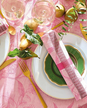 Le Jacquard Fraincais Рожева серветка À l'orangerie з льону 30556