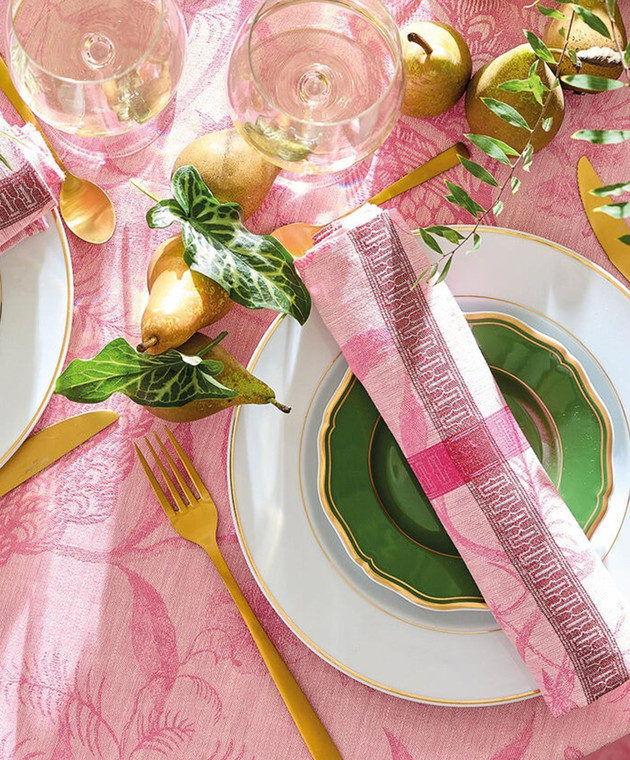 Le Jacquard Fraincais Рожева серветка À l'orangerie з льону 30556 зображення 2