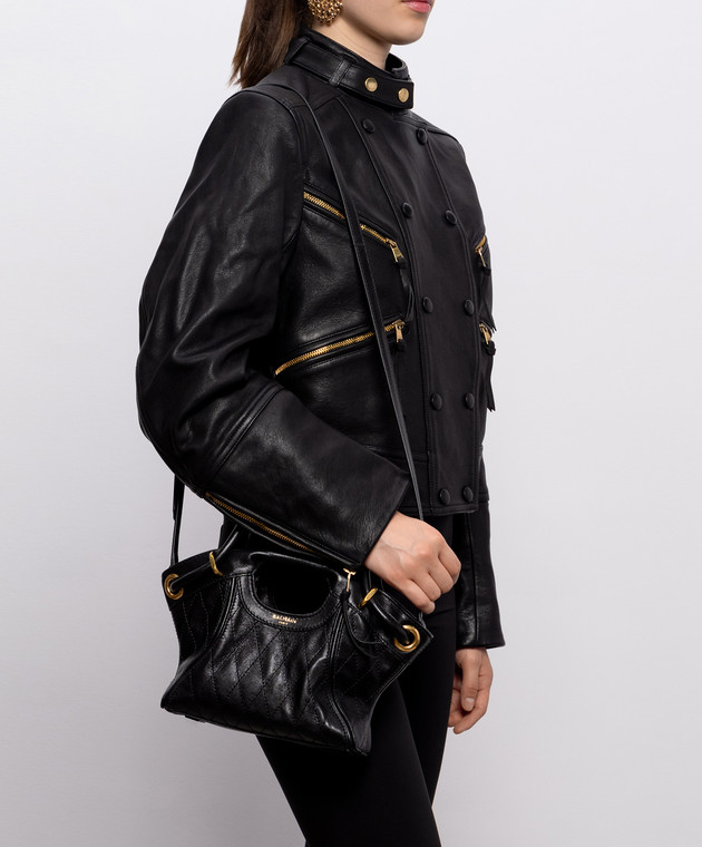 Balmain Черная кожаная сумка-тоут HN1FD088LSP6 изображение 2