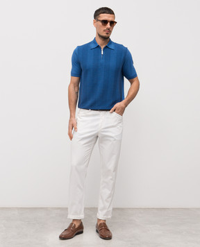 Stefano Ricci Синее поло с шелком K818104P31F26170