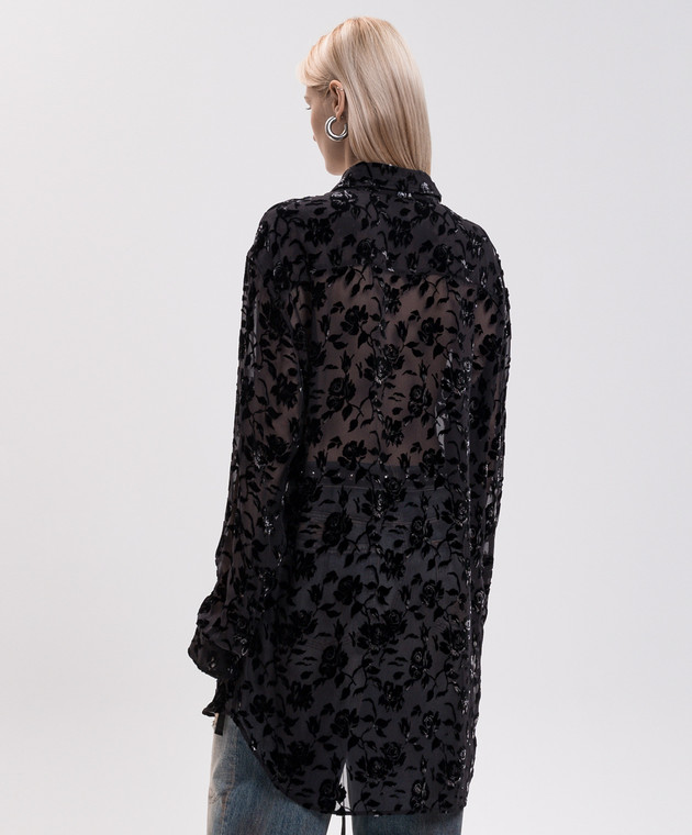 Ann Demeulemeester Черная блуза Elisabeth с шелком B0010219FA749 изображение 4