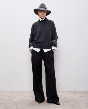 Brunello Cucinelli Серые брюки из шерсти с цепочкой мониль MG507P8884