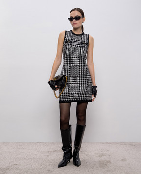 Twinset Черное платье мини с шерстью в узор 252TT3042