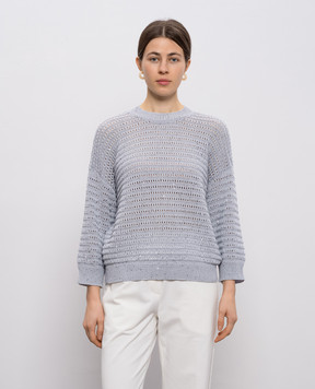 Peserico Сірий ажурний джемпер з паєтками S99121F0509110