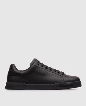 Dolce&Gabbana Черные кожаные кроссовки Portofino Light с логотипом CS2332A1065