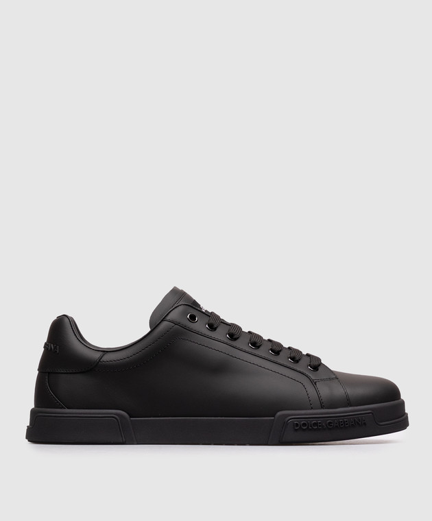 Dolce&Gabbana Черные кожаные кроссовки Portofino Light с логотипом CS2332A1065