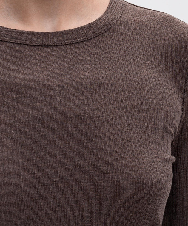 Max Mara Коричневий лонгслів SALMONE в рубчик MXMSALMONE зображення 5