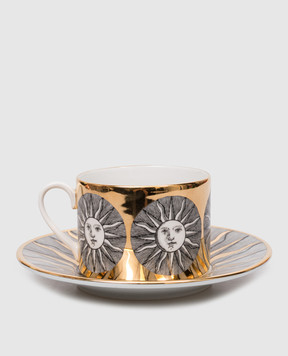 Fornasetti Порцелянова чашка для чаю з блюдцем Sole P14Z288