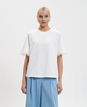 Twinset Біла футболка з мереживом 261TP2110