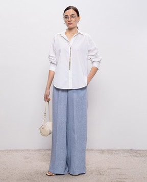 Peserico Біла сорочка з ланцюжком моніль S0651601979