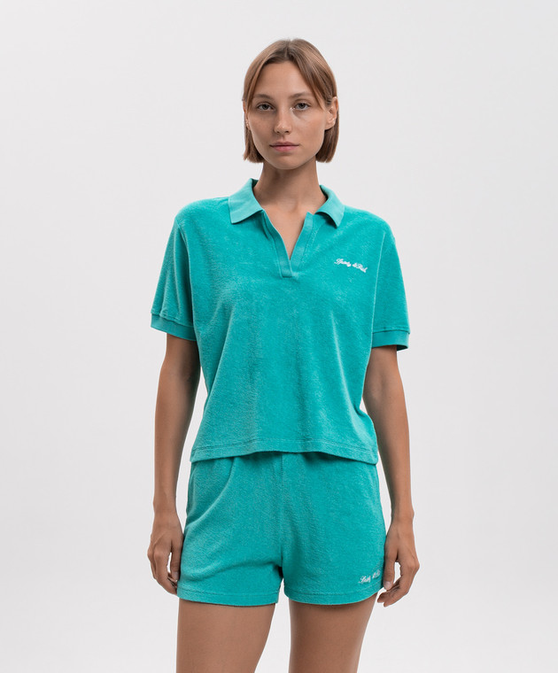 Sporty & Rich Зеленое махровое поло с вышивкой логотипа TO001712326GR02 изображение 3