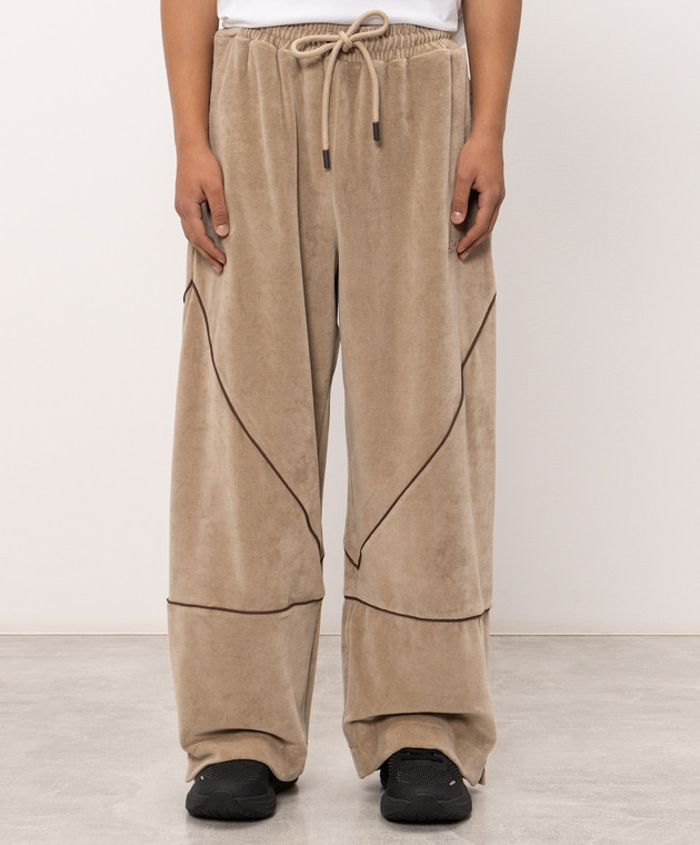 Off-White Бежевые бархатные спортивные штаны 44MCJ03RF26J001 изображение 3