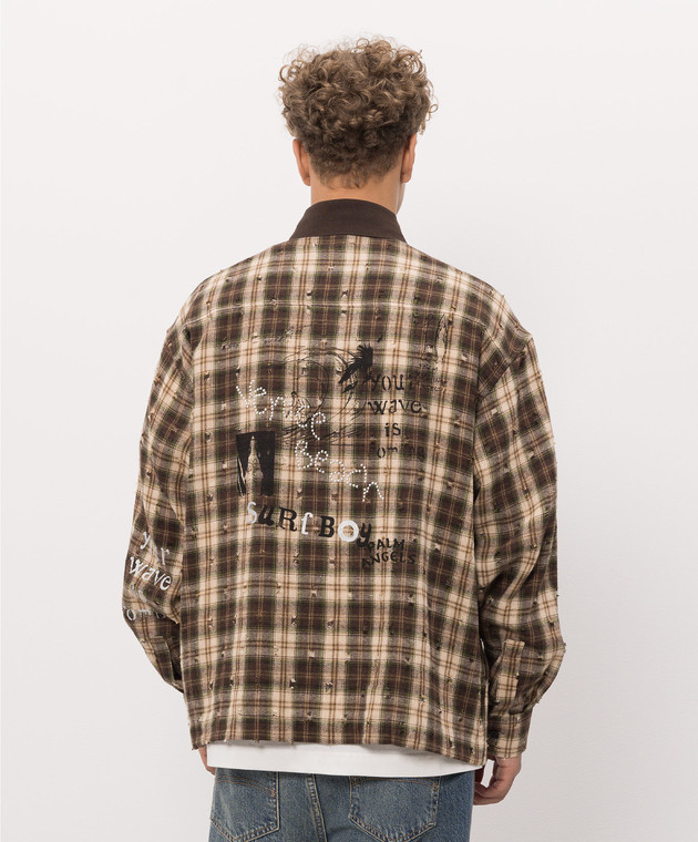 Palm Angels Рубашка Surfer Dream Check в клетку PAMGE005FB002m изображение 4