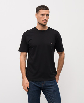 Stefano Ricci Черная футболка с эмблемой MNH6104920803