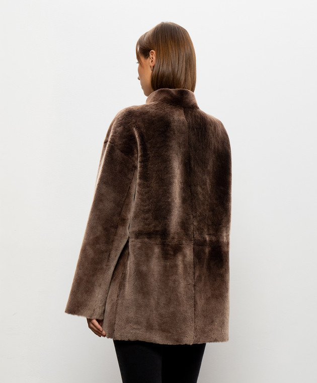 Babe Pay Pls Коричнева двостороння дублянка з куліскою 2623MERINO зображення 5