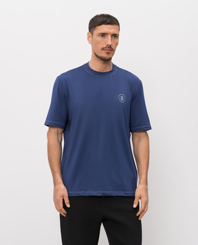 Brunello Cucinelli Синяя футболка с принтом эмблемы MW8571884T