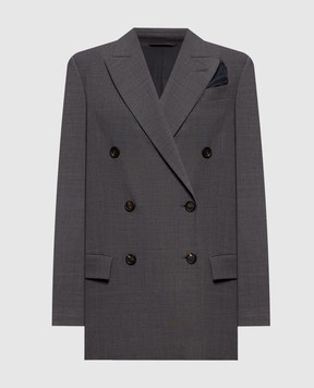 Brunello Cucinelli Сірий двобортний жакет з вовною M0W077038P