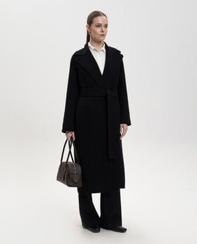 The Row Чорне пальто на запах Malika з вовною 5210SW1911