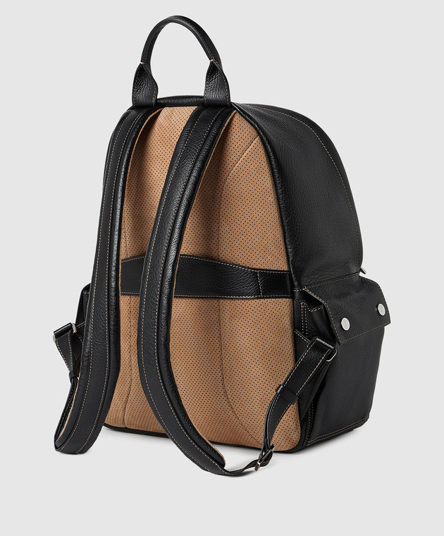 Brunello Cucinelli Чорний шкіряний рюкзак Travel MBZIBU243 зображення 3