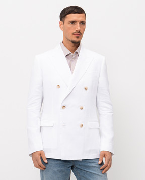 Dolce&Gabbana Білий двобортний піджак з льону G2NW1TGK326