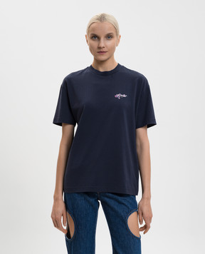Off-White Синяя футболка с принтом Dripped Watercol 2AA089S26JER006