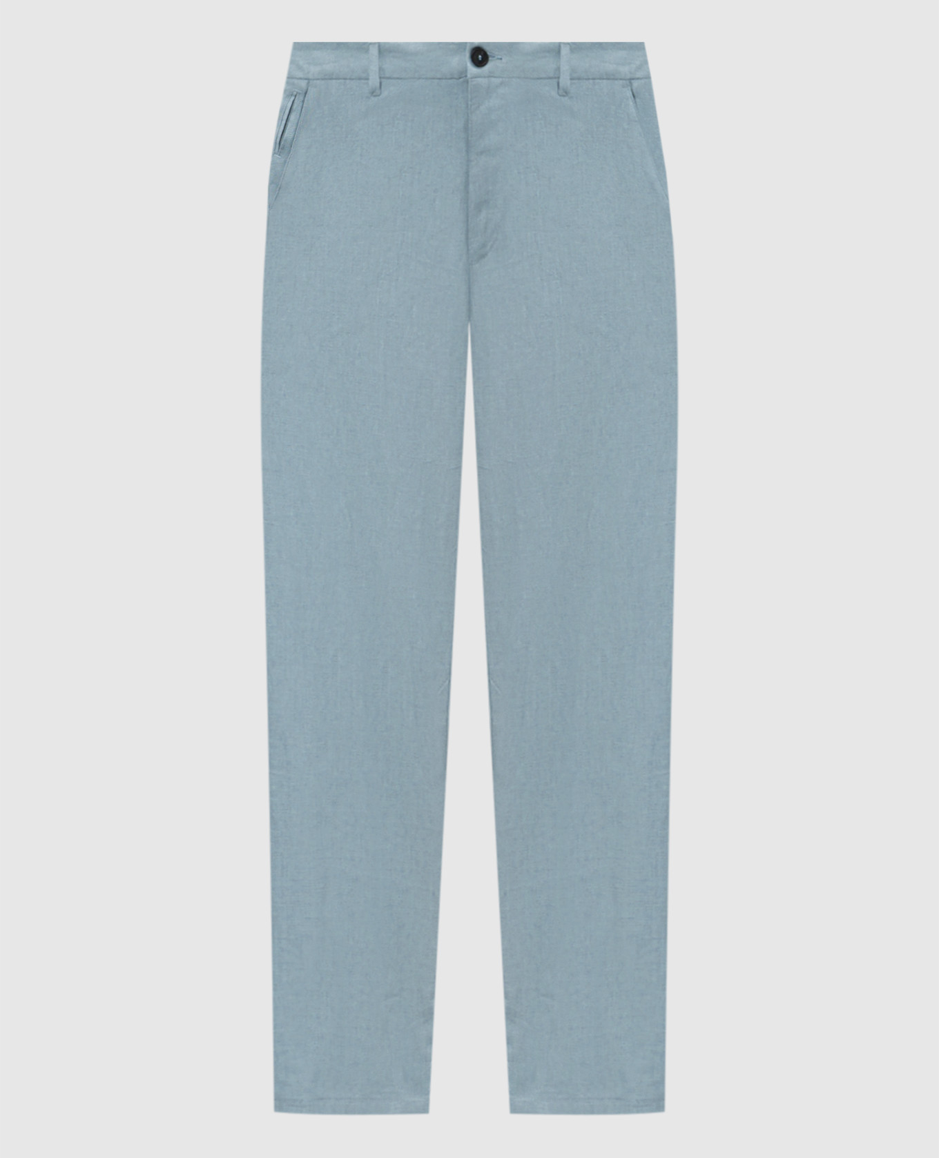Голубые брюки из льна