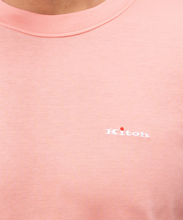 Kiton Рожева футболка з вишивкою логотипа UMK1274 зображення 4