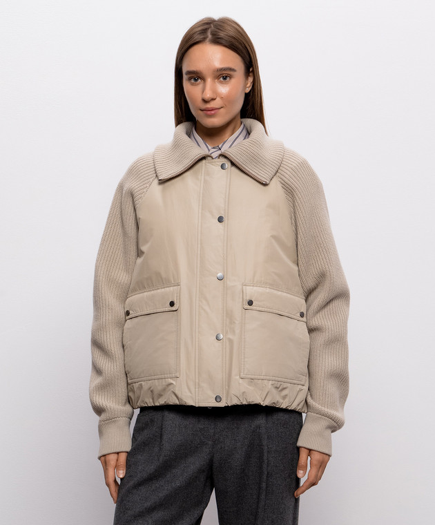 Brunello Cucinelli Бежева пухова куртка з вовною та кашеміром MH5257294P зображення 3