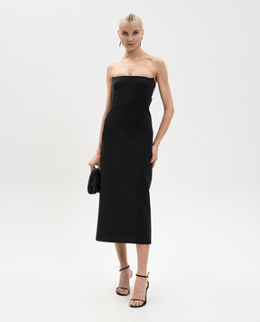 SSHEENA Черное платье миди Allacciami с шерстью 26SSALLACCIAMITS26004A8