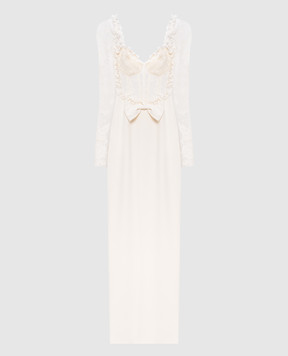 Alessandra Rich Біла сукня-бюст'є Cady з корсетним верхом з мережива FABX4267F4692