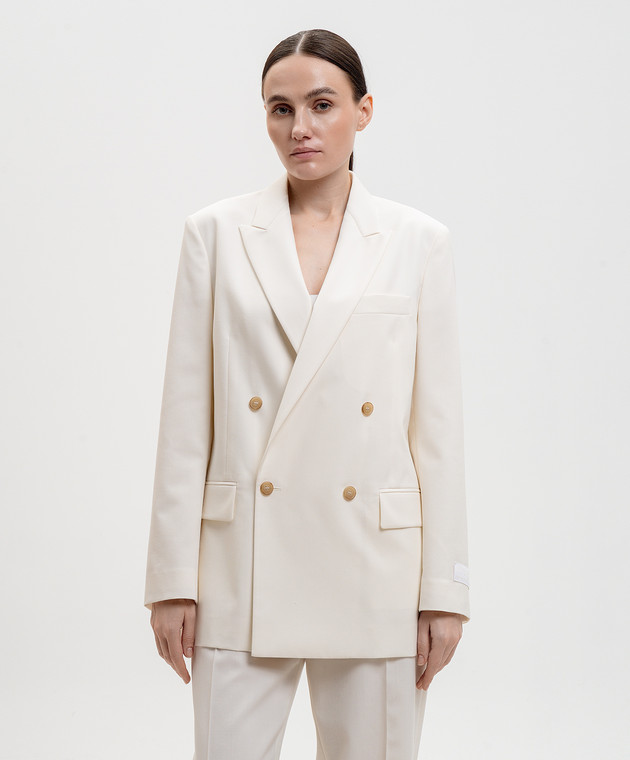 Maison Margiela MM6 Білий двобортний жакет з вовною S52BN0144M35436 зображення 3