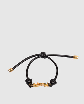 Saint Laurent Черный кожаный браслет-шнур Cassandre 861459AAF9R