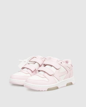 Off-White Дитячі рожеві шкіряні кросівки Out Of Office OGIA005S26LEA001