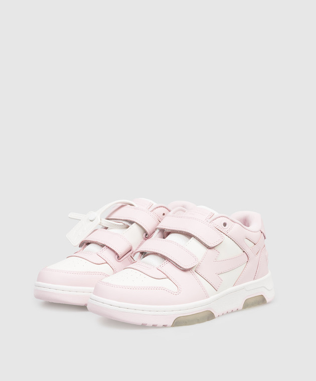 Off-White Дитячі рожеві шкіряні кросівки Out Of Office OGIA005S26LEA001 зображення 2