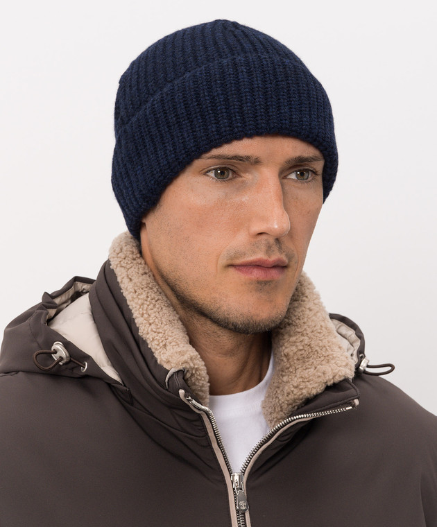 Brunello Cucinelli Синя шапка з кашеміру M2294920 зображення 2