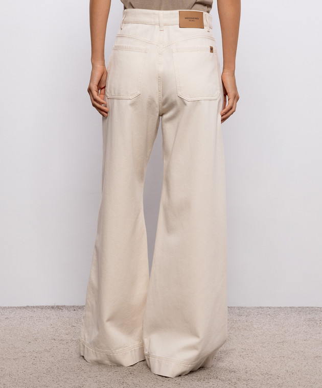 Max Mara Weekend Джинсовый палаццо цвета айвори с логотип патч WKDCANNETI изображение 4