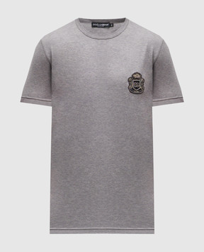 Dolce&Gabbana Серая меланжевая футболка с нашивкой логотипа G8PT1ZG7PZU