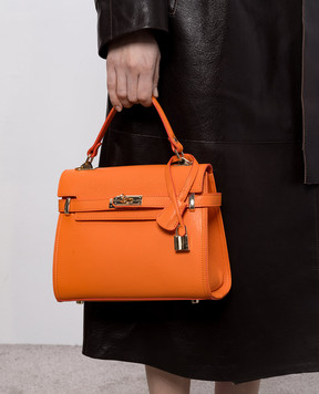 Gianni Notaro Оранжевая кожаная сумка-сетчел DOLLARO 099DOLLAROORO