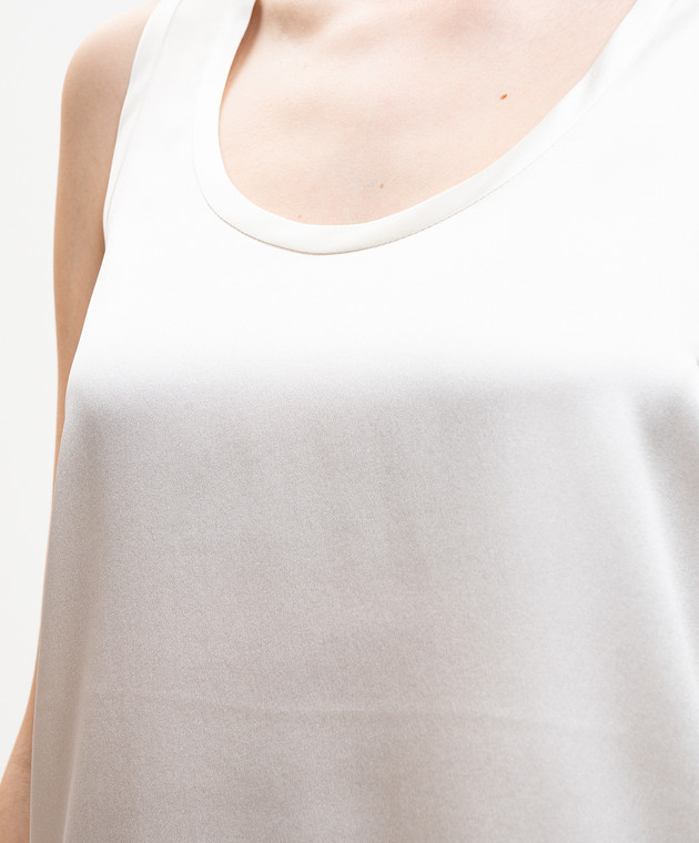 Brunello Cucinelli Топ из шелка цвета айвори MPC59E0600 изображение 5