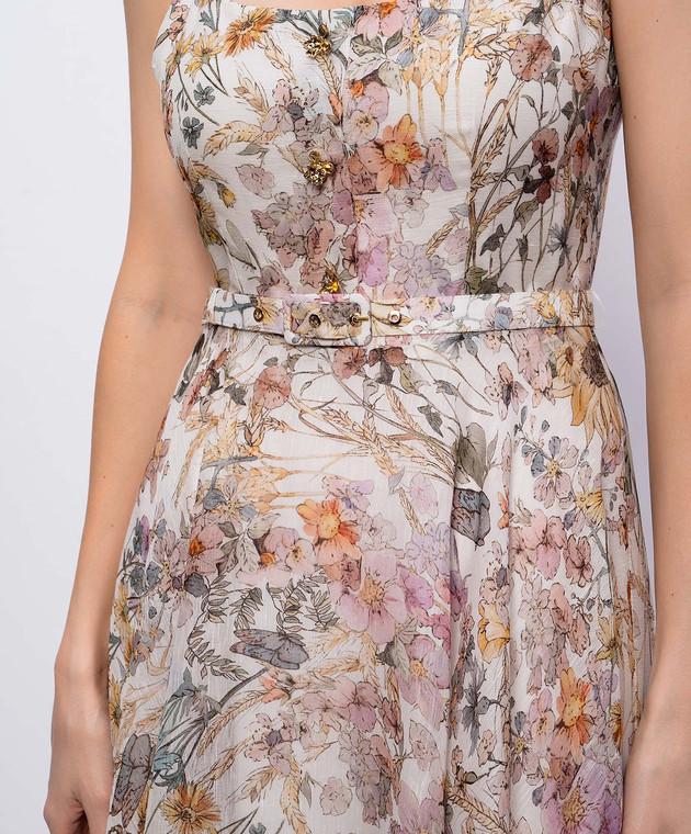 Nissa Бежевое платье миди из льна и шелка RC16502 изображение 5