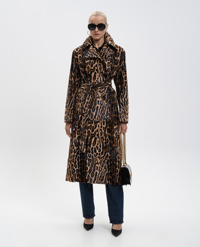 Babe Pay Pls Двобортне шкіряне пальто в анімалістичний принт 2517PONI