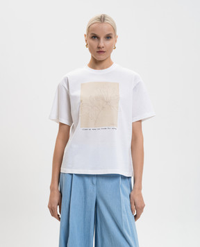 Twinset Белая футболка с брендовой вышивкой 261TE2090