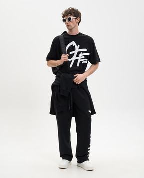 Off-White Черная футболка с принтом логотипа Spray 44MAA120S26J00L