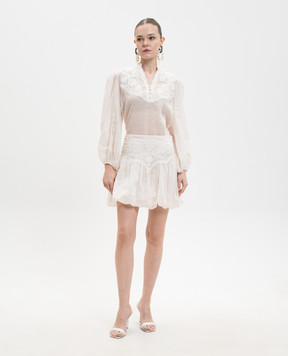 Twinset Белая блуза с цветочной вышивкой 261TT2291