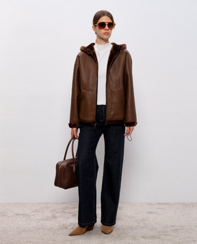 Babe Pay Pls Коричневая двусторонняя дубленка с капюшоном 2536MERINO