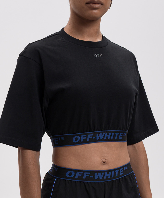 Off-White Чорна укорочена футболка 2FA00610T зображення 5