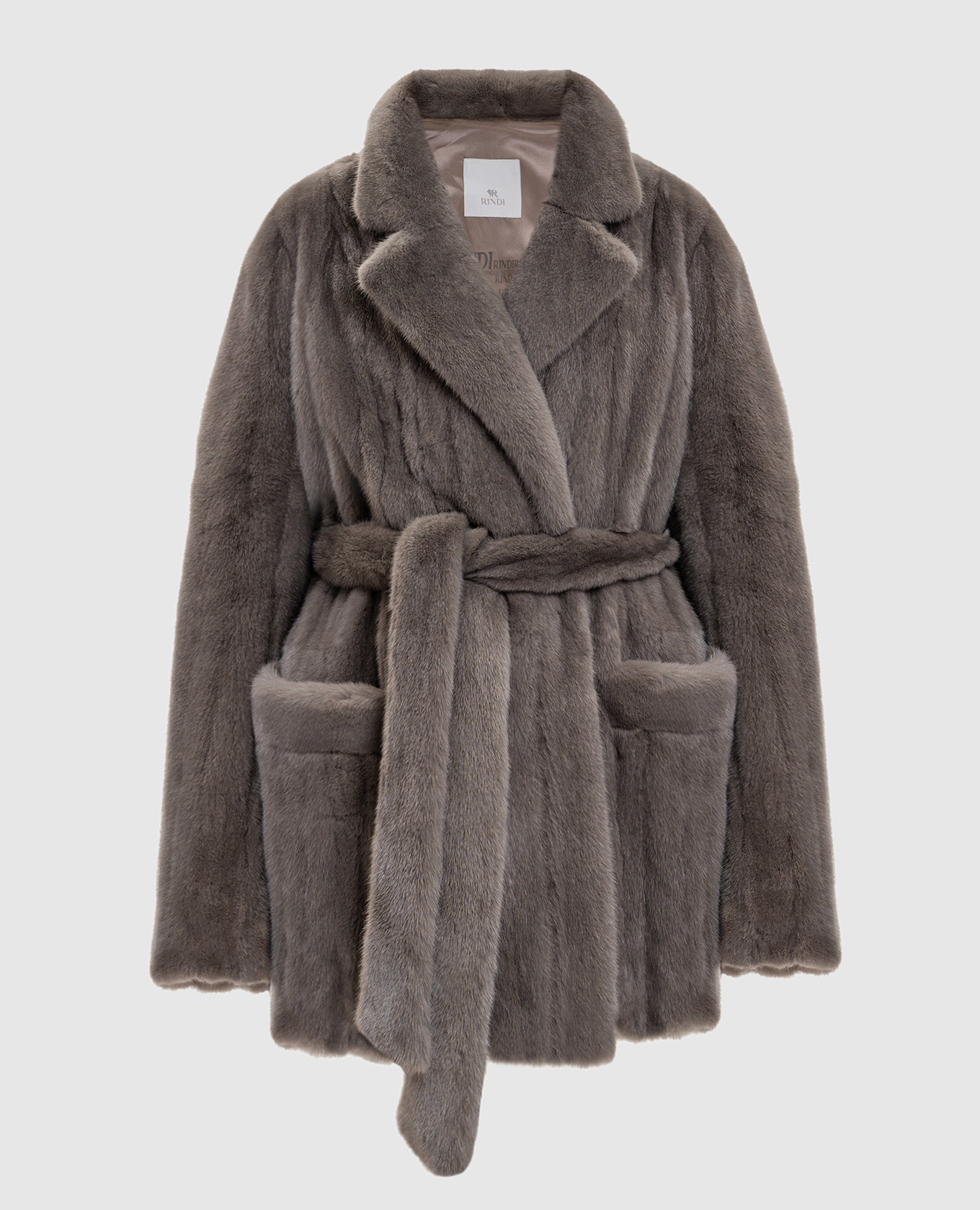 

Серая шуба на запах из меха норки, Серый, Шубы