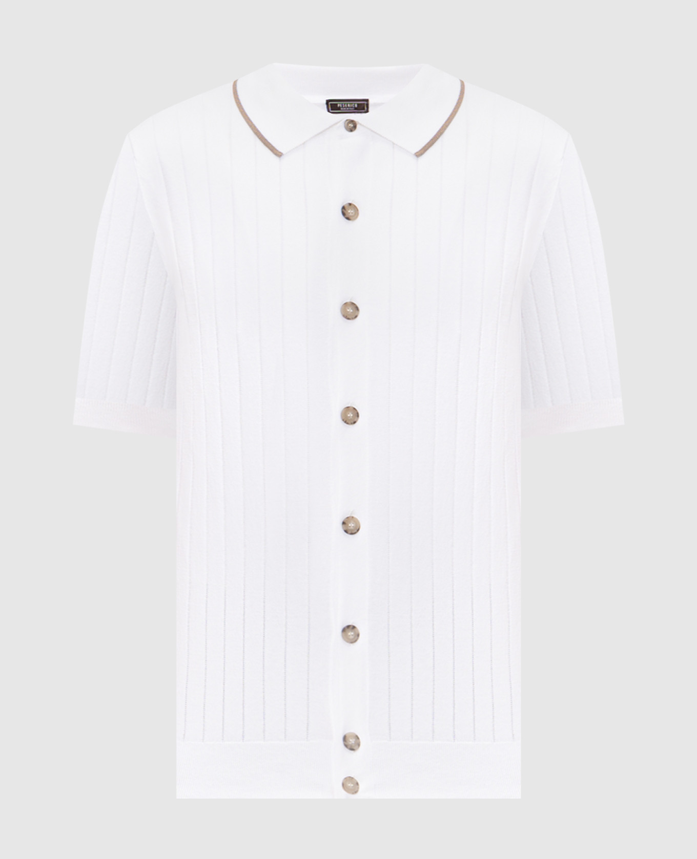 Белая рубашка в рубчик с короткими рукавами