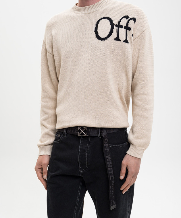 Off-White Чорний ремінь з візерунком логотипа OMRB14LC99FAB001 зображення 2