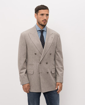 Brunello Cucinelli Сірий двобортний піджак з вовни M038P8BPC2